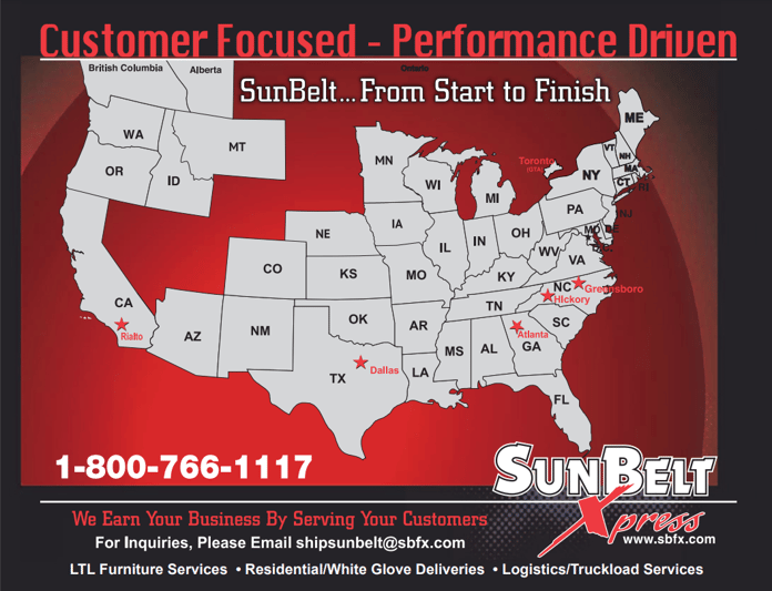 SunBelt Xpress 2023 Service Map